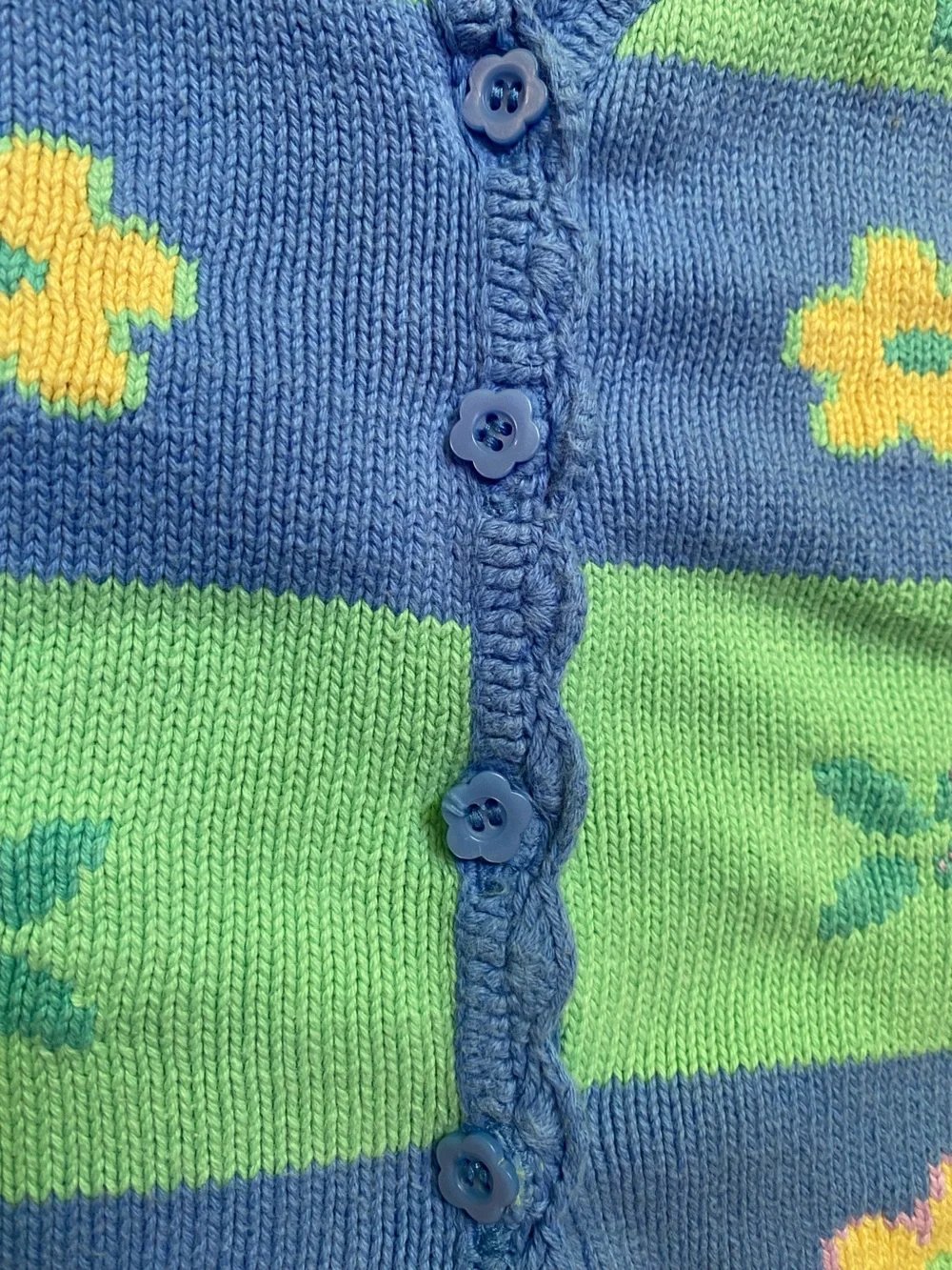 Gymboree 1998 Spring in Bloom 2/3yo blue floral block cardigan
